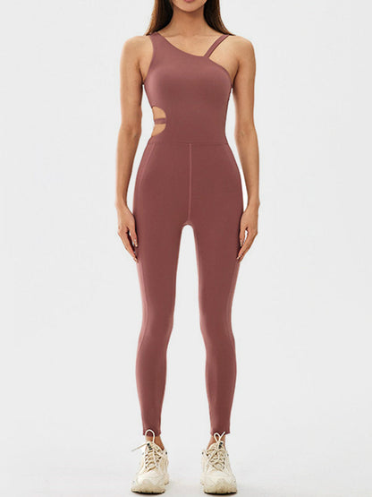 Cutout Asymmetrical Neck Active Jumpsuit - Free Shipping - Aurelia Clothing