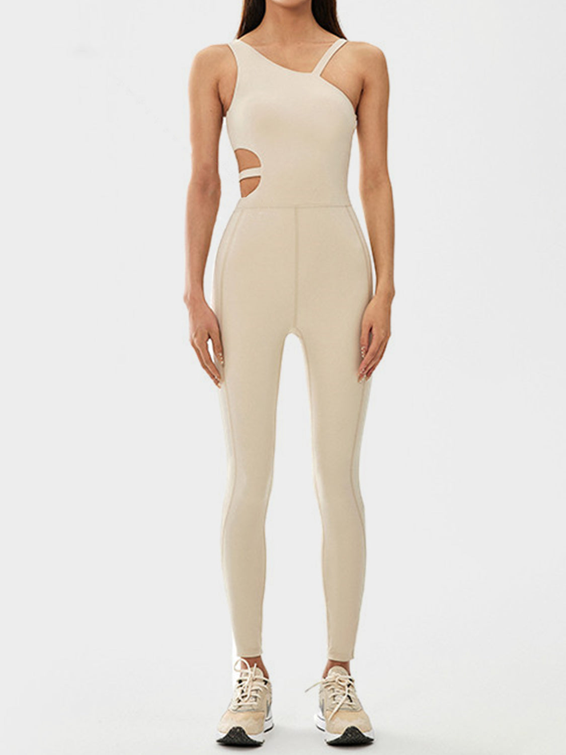 Cutout Asymmetrical Neck Active Jumpsuit - Free Shipping - Aurelia Clothing