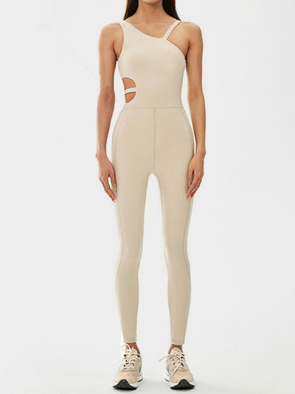 Cutout Asymmetrical Neck Active Jumpsuit - Free Shipping - Aurelia Clothing