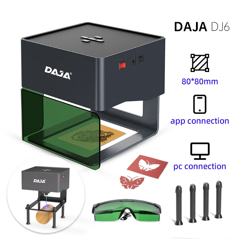 DAJA Mini Portable Laser Engraver Diy Bluetooth Machine Painted Dog Tag Paper Leather Wooden Plastic Logo CNC Machine - Free Shipping - Aurelia Clothing