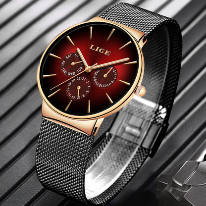 LIGE Mesh Strap Quartz Men's Watch - Free Shipping - Aurelia Clothing