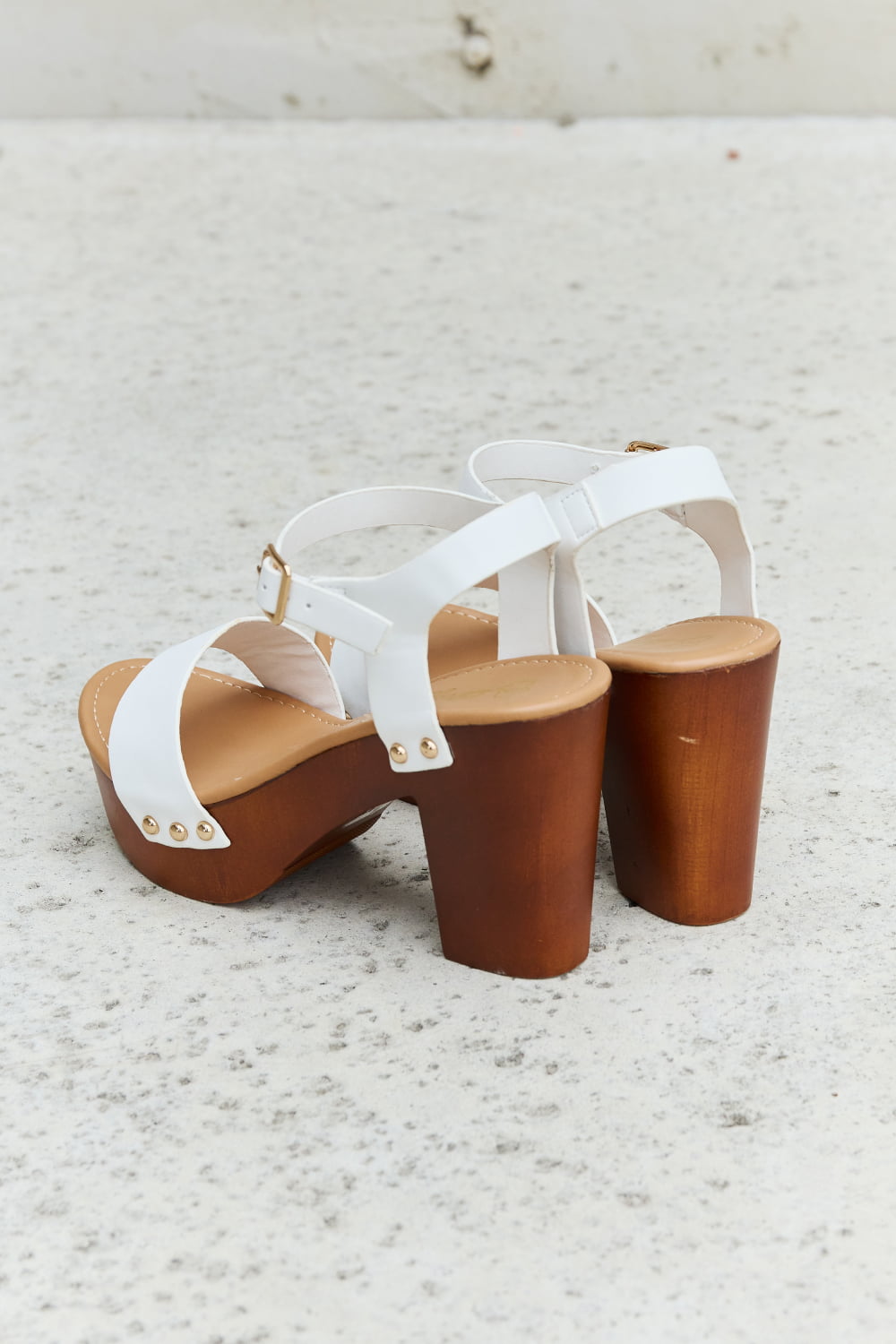 DDK Time After Time Wooden Platform Strap Heels - Aurelia Clothing