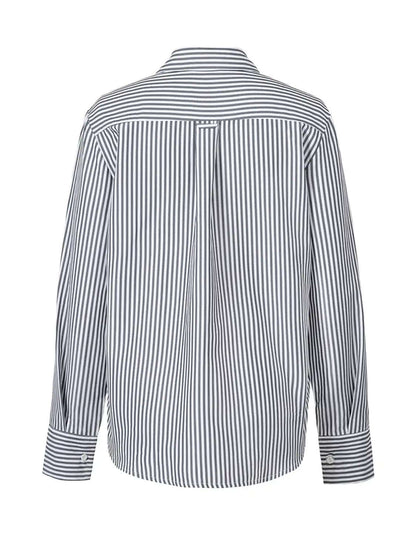 Devine Striped Collared Neck Long Sleeve Shirt - Aurelia Clothing