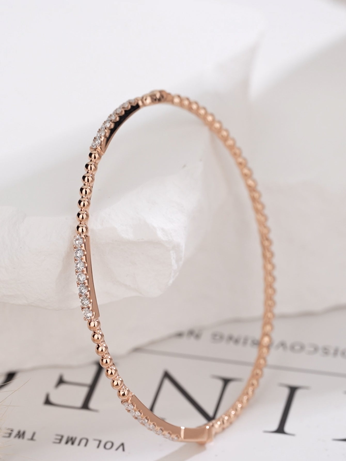 Diamond Gold Bead thin Bangle - Aurelia Clothing