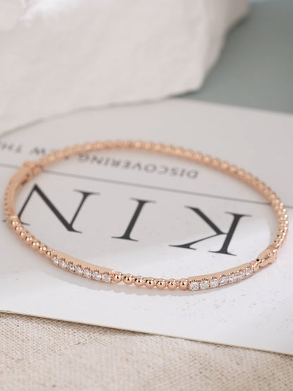 Diamond Gold Bead thin Bangle - Aurelia Clothing