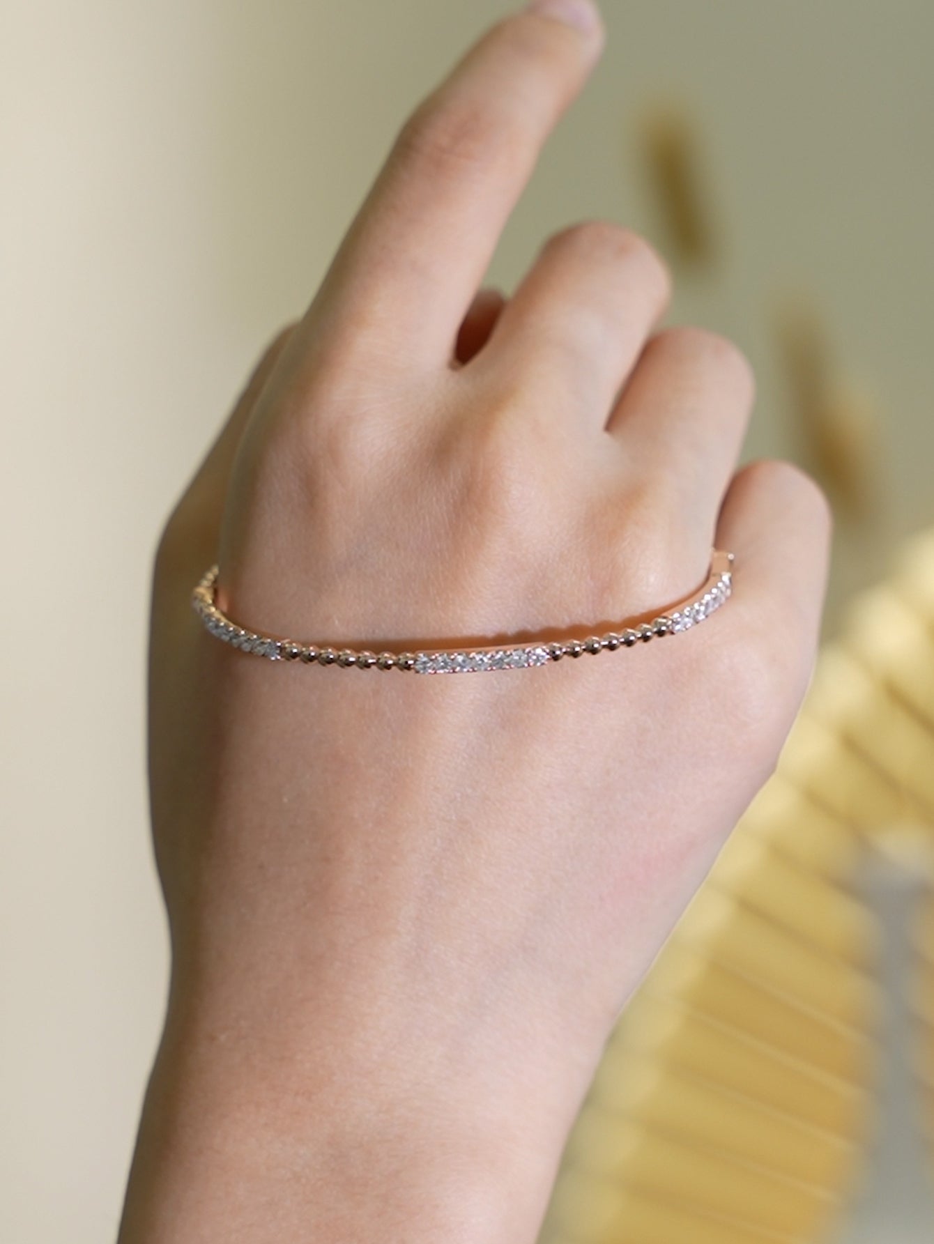 Diamond Gold Bead thin Bangle - Aurelia Clothing