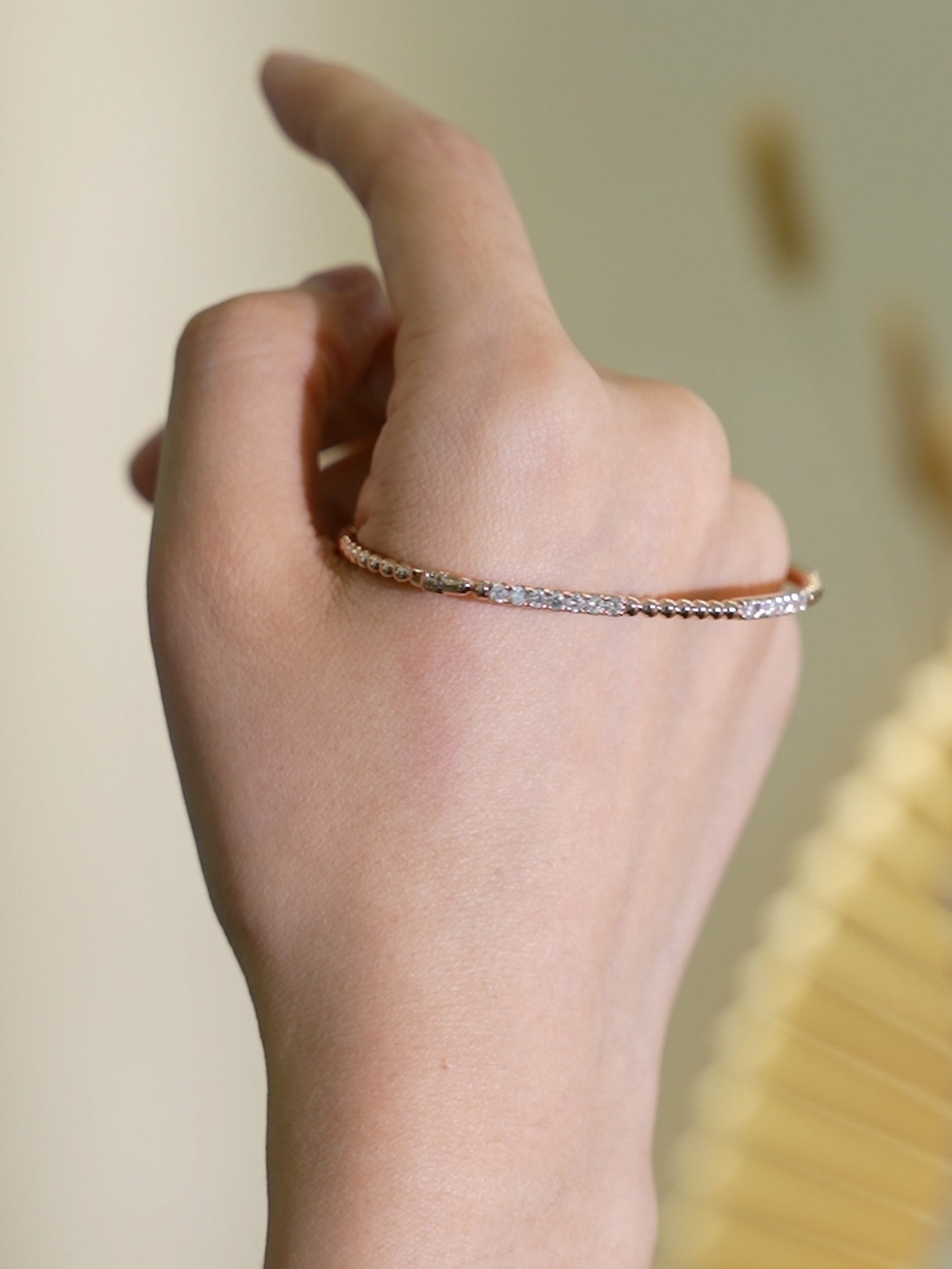 Diamond Gold Bead thin Bangle - Aurelia Clothing