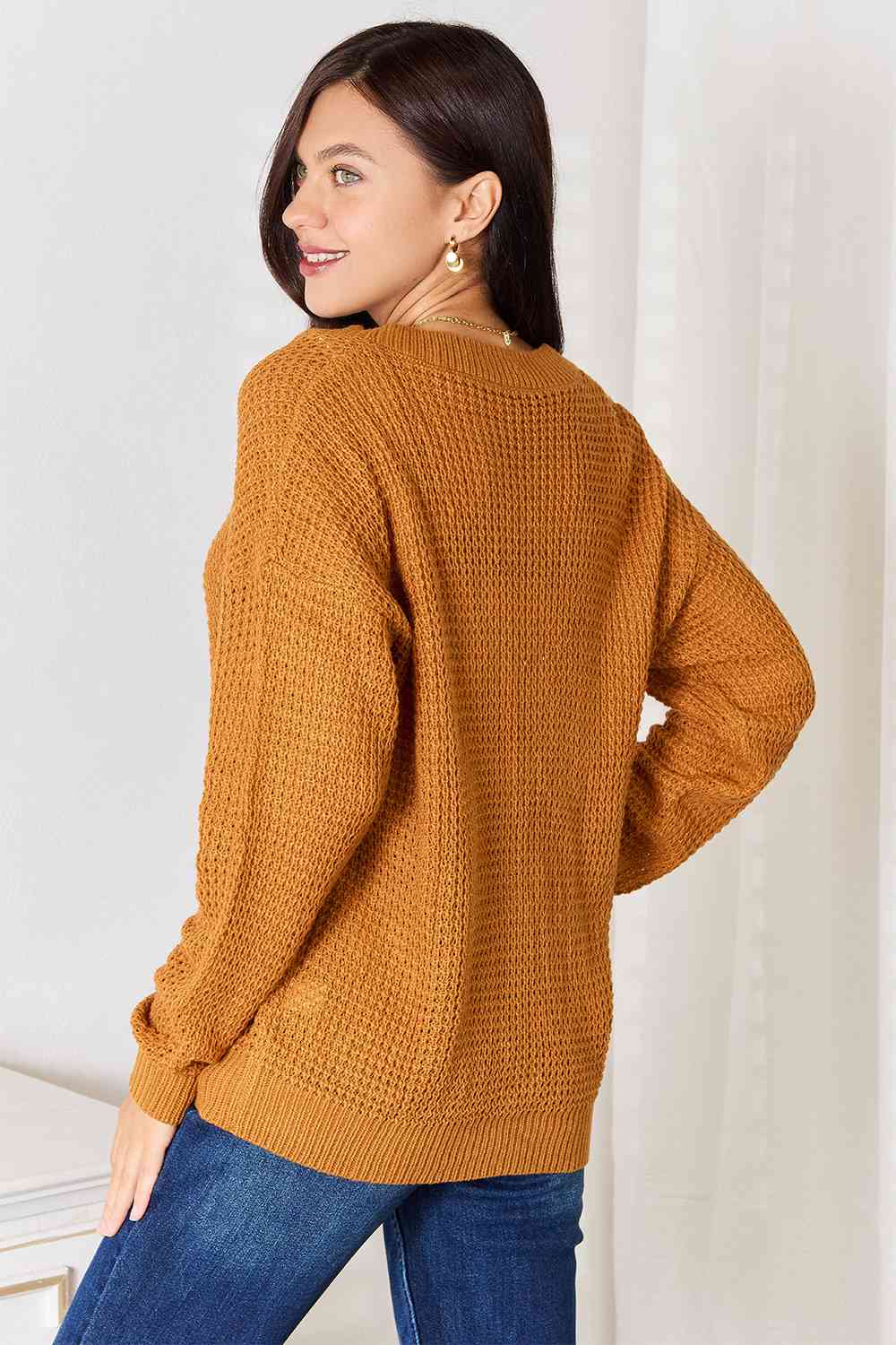 Double Take Drop Shoulder Button Down Cardigan with Pockets - Aurelia Clothing