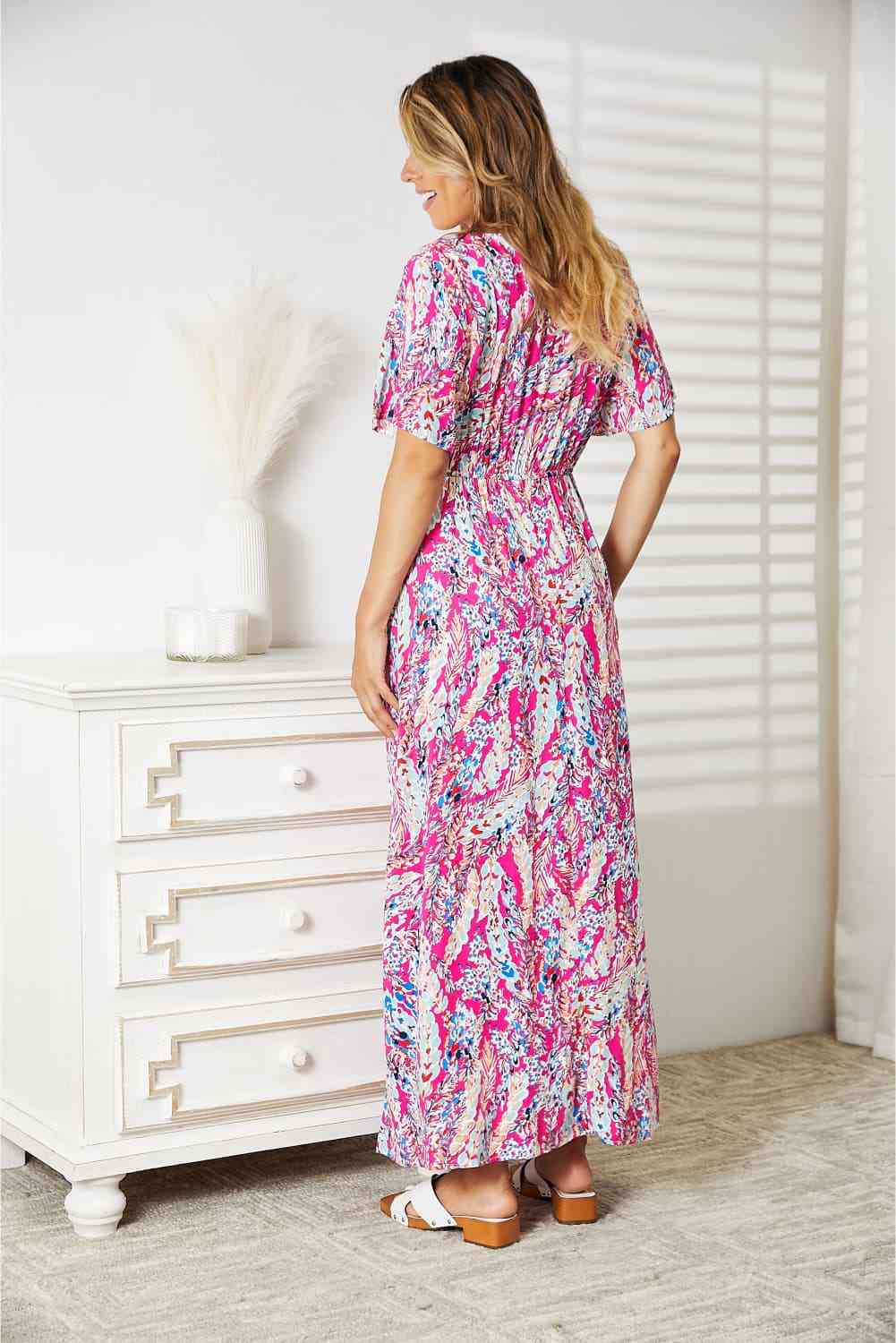 Double Take Multicolored V-Neck Maxi Dress - Aurelia Clothing