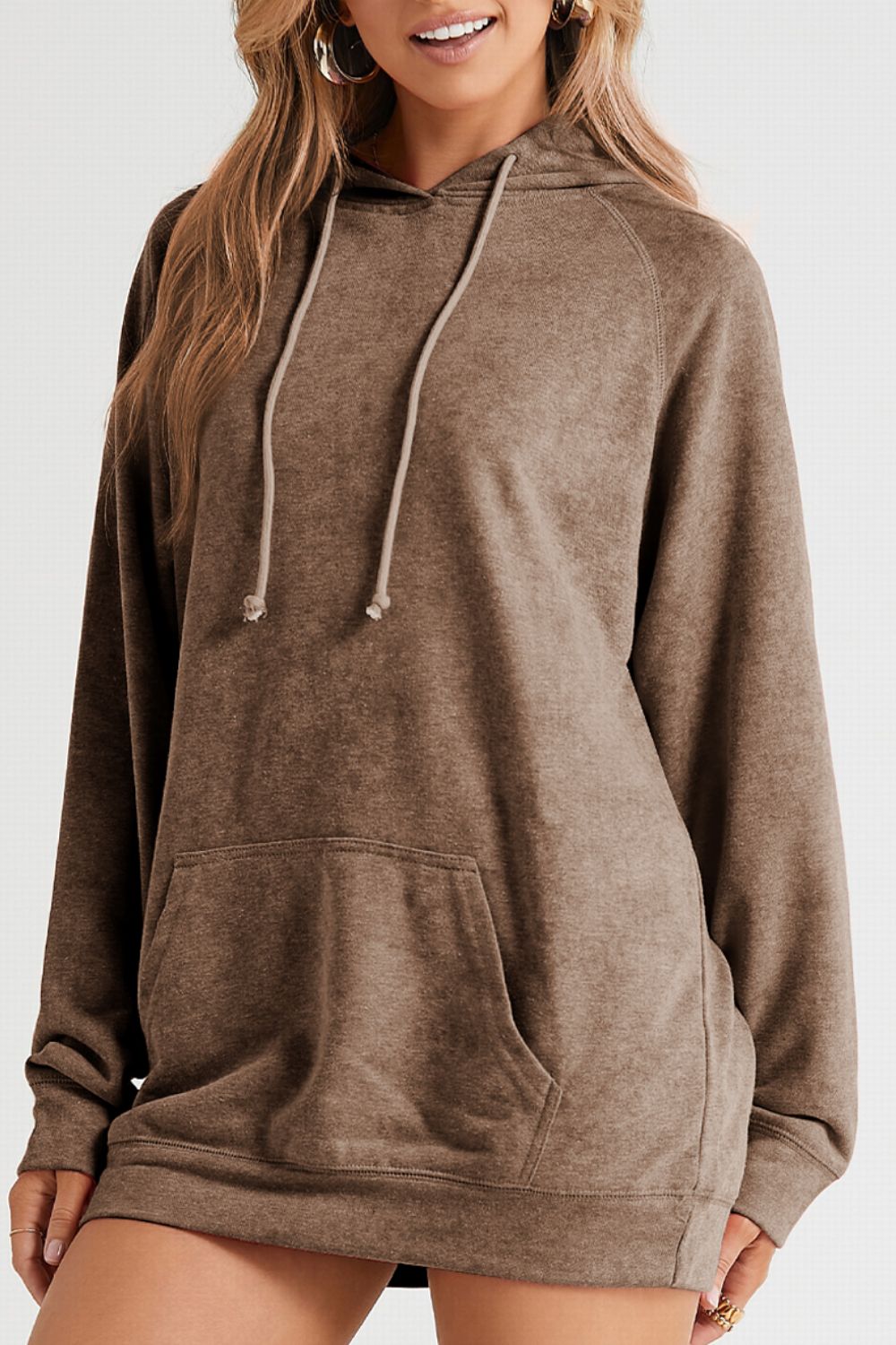 Drawstring Long Sleeve Oversize Hoodie - Aurelia Clothing