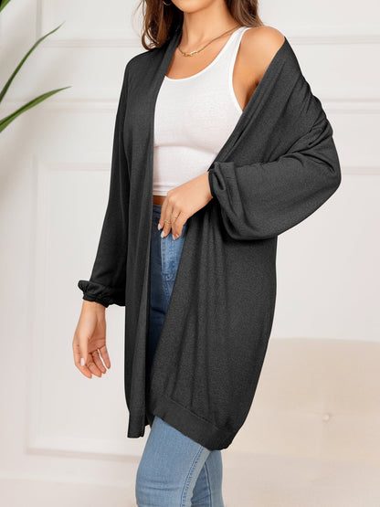 Dropped Shoulder Open Front Longline Cardigan - Aurelia Clothing