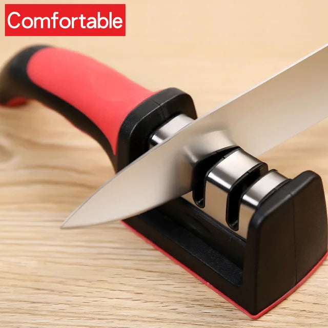 Knife Sharpener Quick Sharpener Professional 3 Stages Sharpener Knife Grinder Non-Slip Silicone Rubber - Free Shipping - Aurelia Clothing