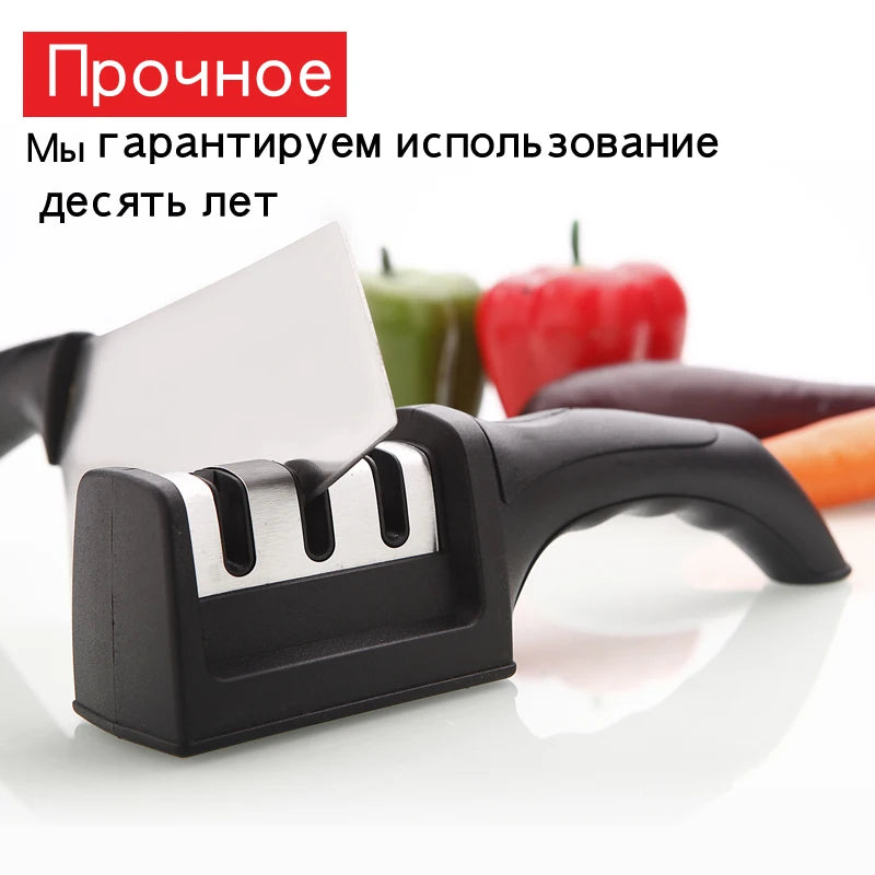 Knife Sharpener Quick Sharpener Professional 3 Stages Sharpener Knife Grinder Non-Slip Silicone Rubber - Free Shipping - Aurelia Clothing