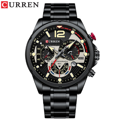 Men's Watch Calendar Men's Watch Six-pin Steel Band Watch Quartz Watch Sports Men's Watch - Free Shipping - Aurelia Clothing