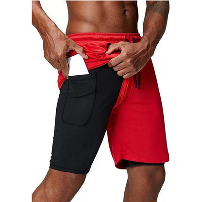 Men's music shorts 2 in 1 running shorts security pockets shorts quick drying sports shorts built-in pockets hip zipper pockets - Free Shipping - Aurelia Clothing