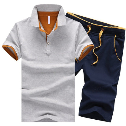 Cotton Mens Sets Summer Button Polo Shirts Sets Turn Down Mens Shorts 4XL Men Clothes 2 Piece Set Elastic Waist Shorts - Free Shipping - Aurelia Clothing