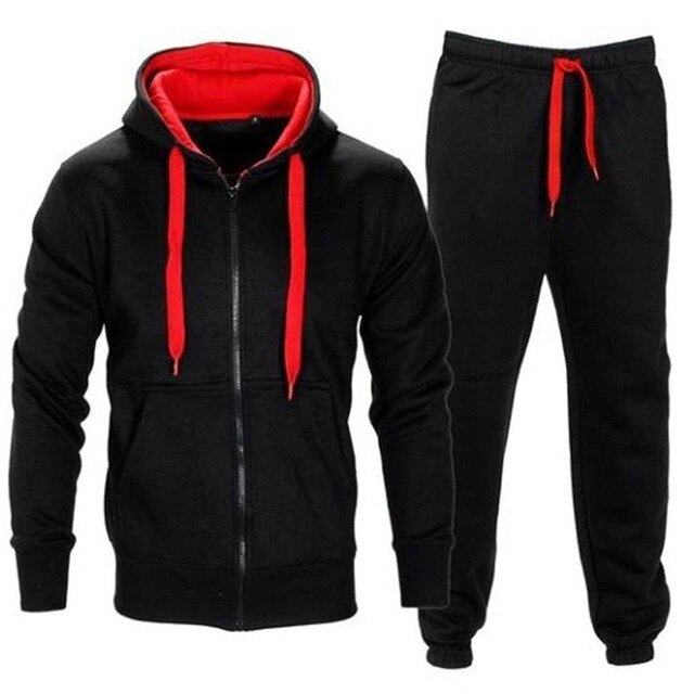 Casual Solid Tracksuit Zipper Hooded Sweatshirt Jacket +Sweatpants Mens Tracksuit - Free Shipping - Aurelia Clothing