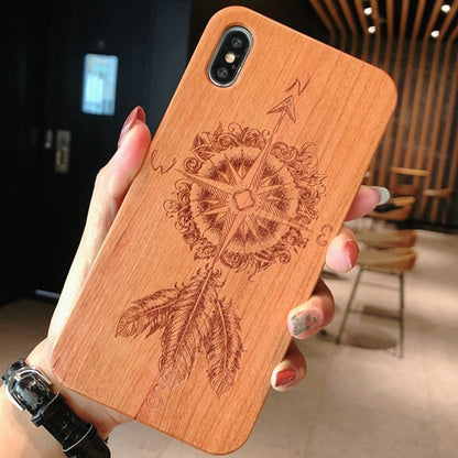 Laser Engraving Real Wood Cell Phone Case for iPhone XS MAX XR 7 8PLUS X Wooden Unique Shock Customized Bamboo Phone Cover Shell -  Free Shipping - Aurelia Clothing