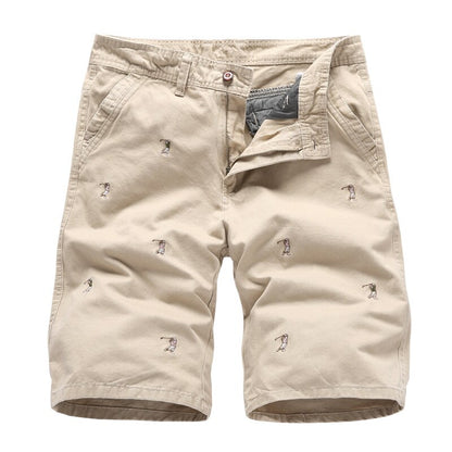 Men's Cargo Shorts Male Embroidery 100% Cotton Shorts Men Casual Cargo Shorts - Free Shipping - Aurelia Clothing