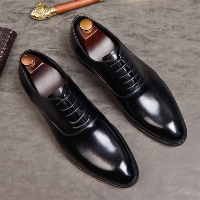 Formal Shoes Genuine Leather Oxford Shoes Wedding Shoes Laces Leather Brogues - Free Shipping - Aurelia Clothing