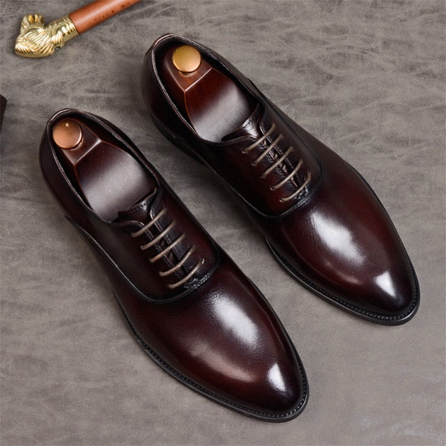 Formal Shoes Genuine Leather Oxford Shoes Wedding Shoes Laces Leather Brogues - Free Shipping - Aurelia Clothing