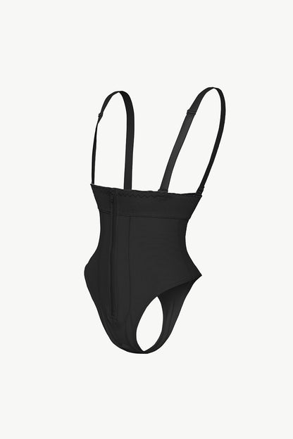 Full Size Adjustable Strap Zip-Up Shaping Bodysuit - Aurelia Clothing