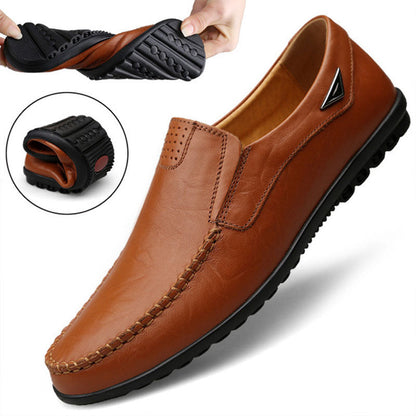 Genuine Leather Mens Moccasin Shoes Black Men Flats Breathable Casual Italian Loafers Comfortable Plus Size - Free Shipping - Aurelia Clothing