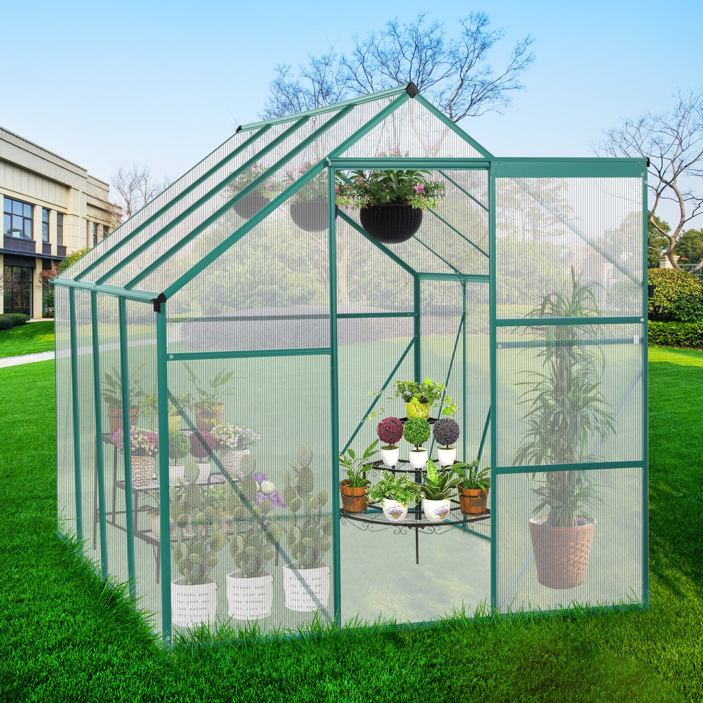 Green-6 x 8 FT Outdoor Patio Greenhouse - Free Shipping - Aurelia Clothing