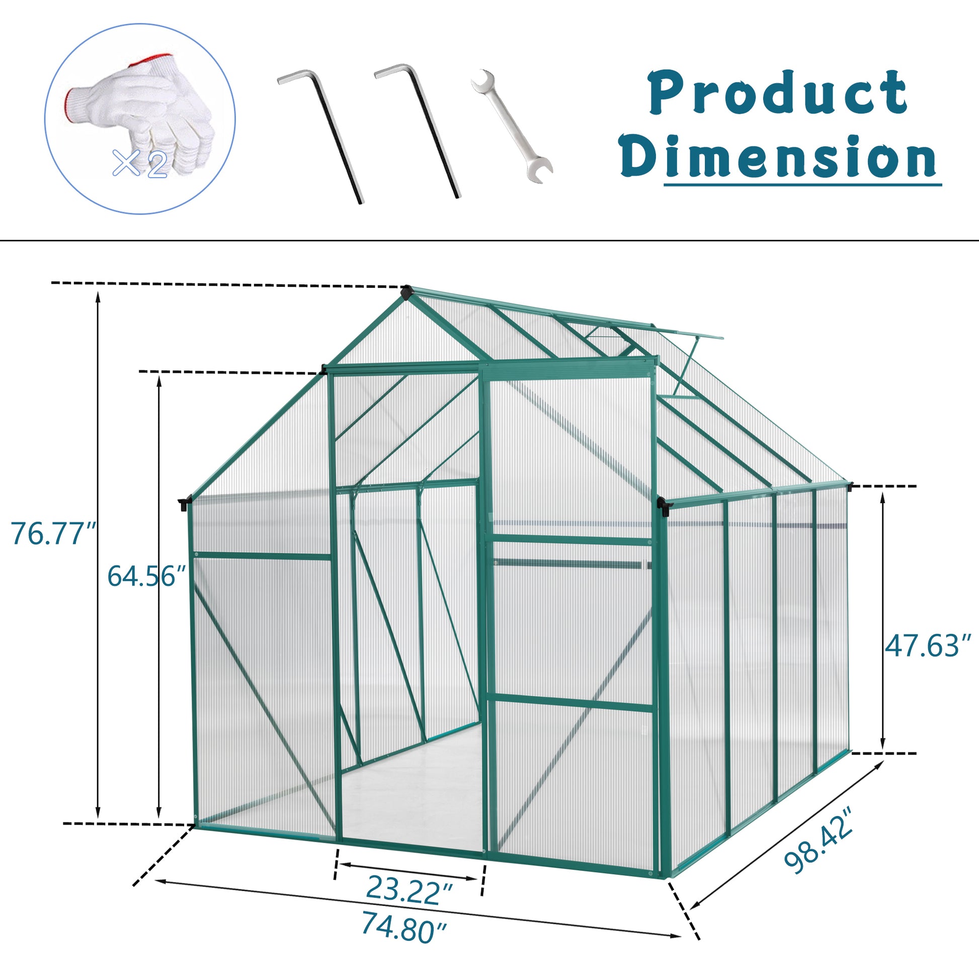 Green-6 x 8 FT Outdoor Patio Greenhouse - Free Shipping - Aurelia Clothing