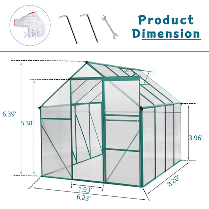 Green-6 x 8 FT Outdoor Patio Greenhouse - Free Shipping - Aurelia Clothing