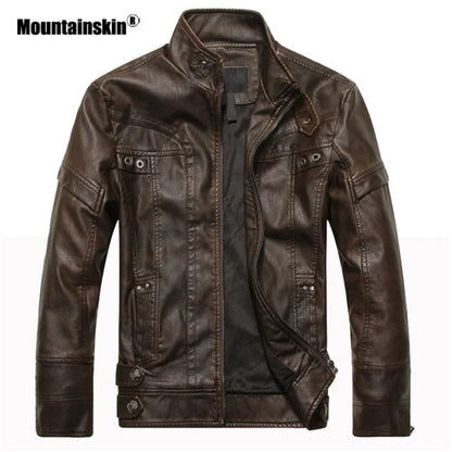 Mountainskin Men's Leather Jackets Motorcycle PU Jacket Male Autumn Casual Leather Coats Slim Fit Mens Brand Clothing SA588 - Free Shipping - Aurelia Clothing