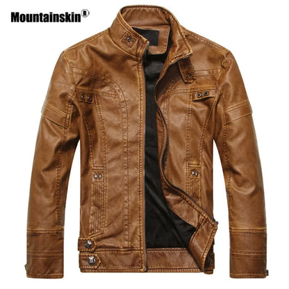 Mountainskin Men's Leather Jackets Motorcycle PU Jacket Male Autumn Casual Leather Coats Slim Fit Mens Brand Clothing SA588 - Free Shipping - Aurelia Clothing