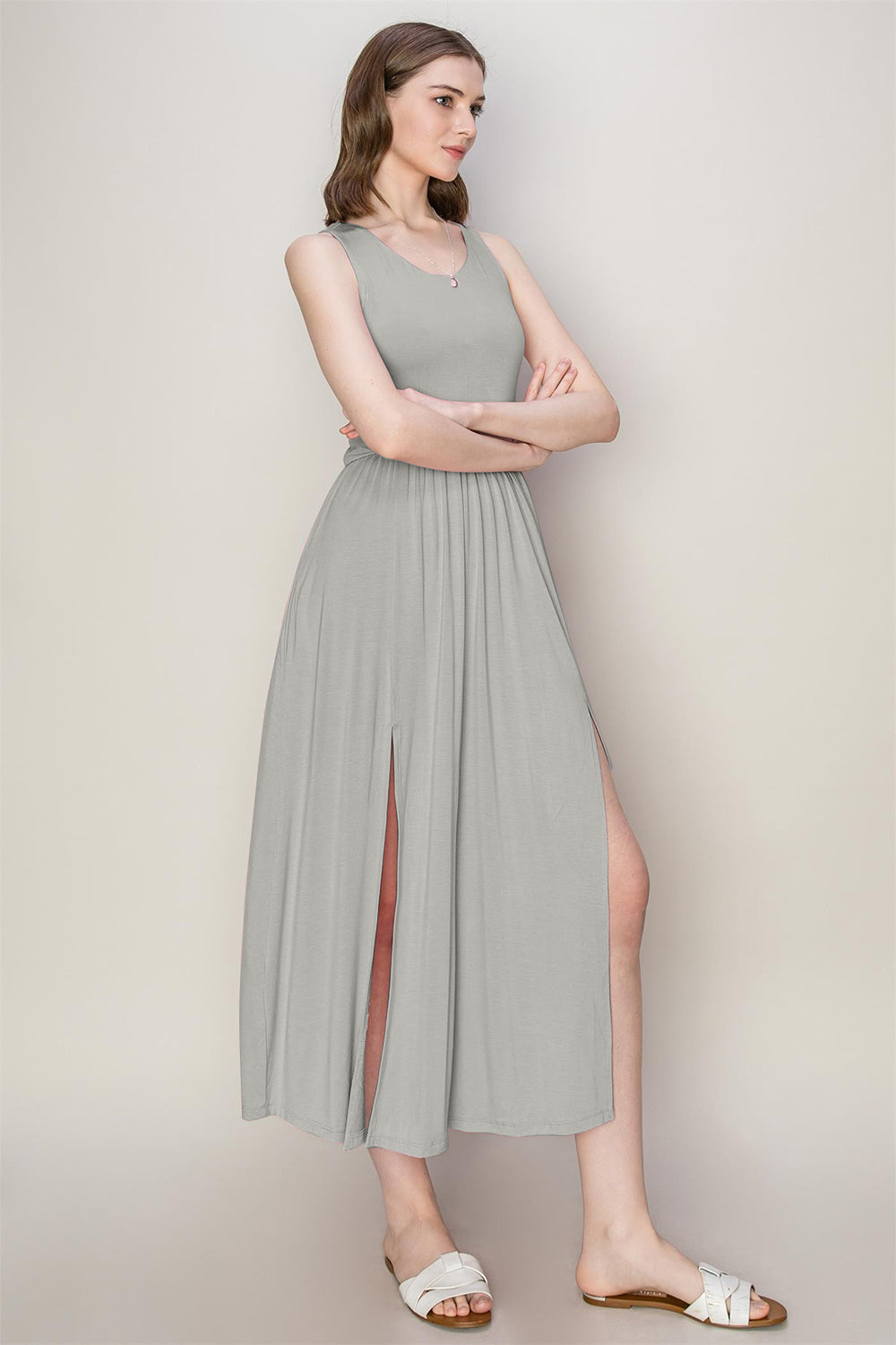 HYFVE Sleeveless Slit Midi Dress - Aurelia Clothing