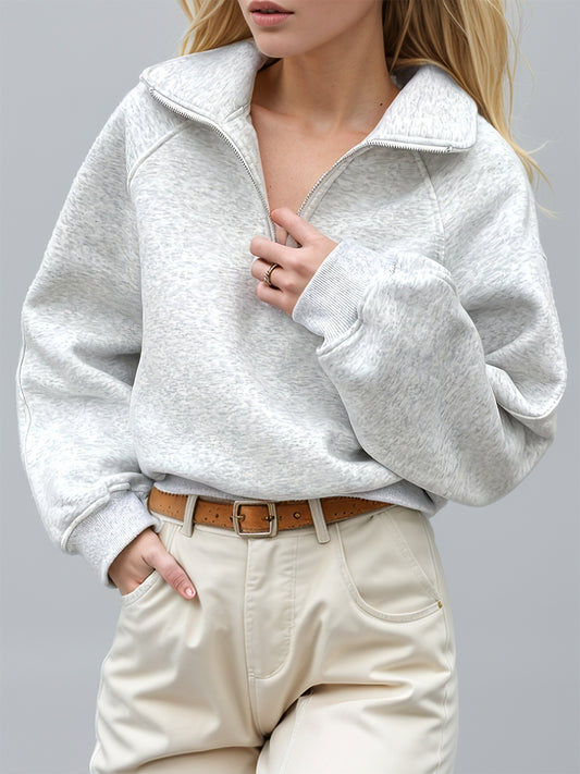 Half Zip Long Sleeve Sweatshirt - Aurelia Clothing