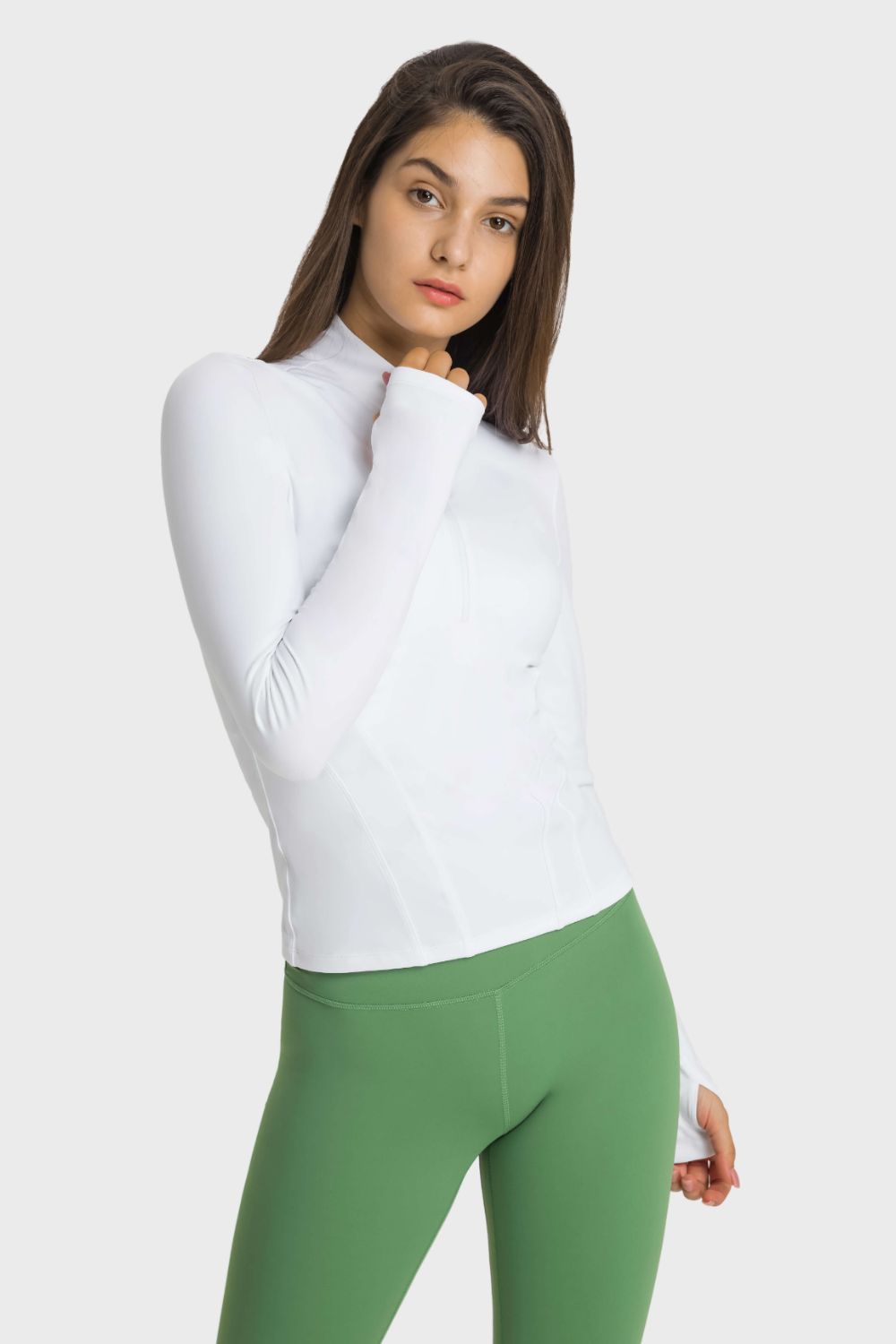 Half Zip Thumbhole Sleeve Sports Top - Aurelia Clothing