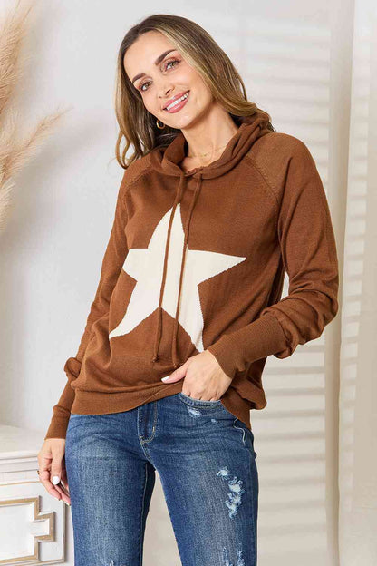 Heimish Full Size Star Graphic Hooded Sweater - Aurelia Clothing