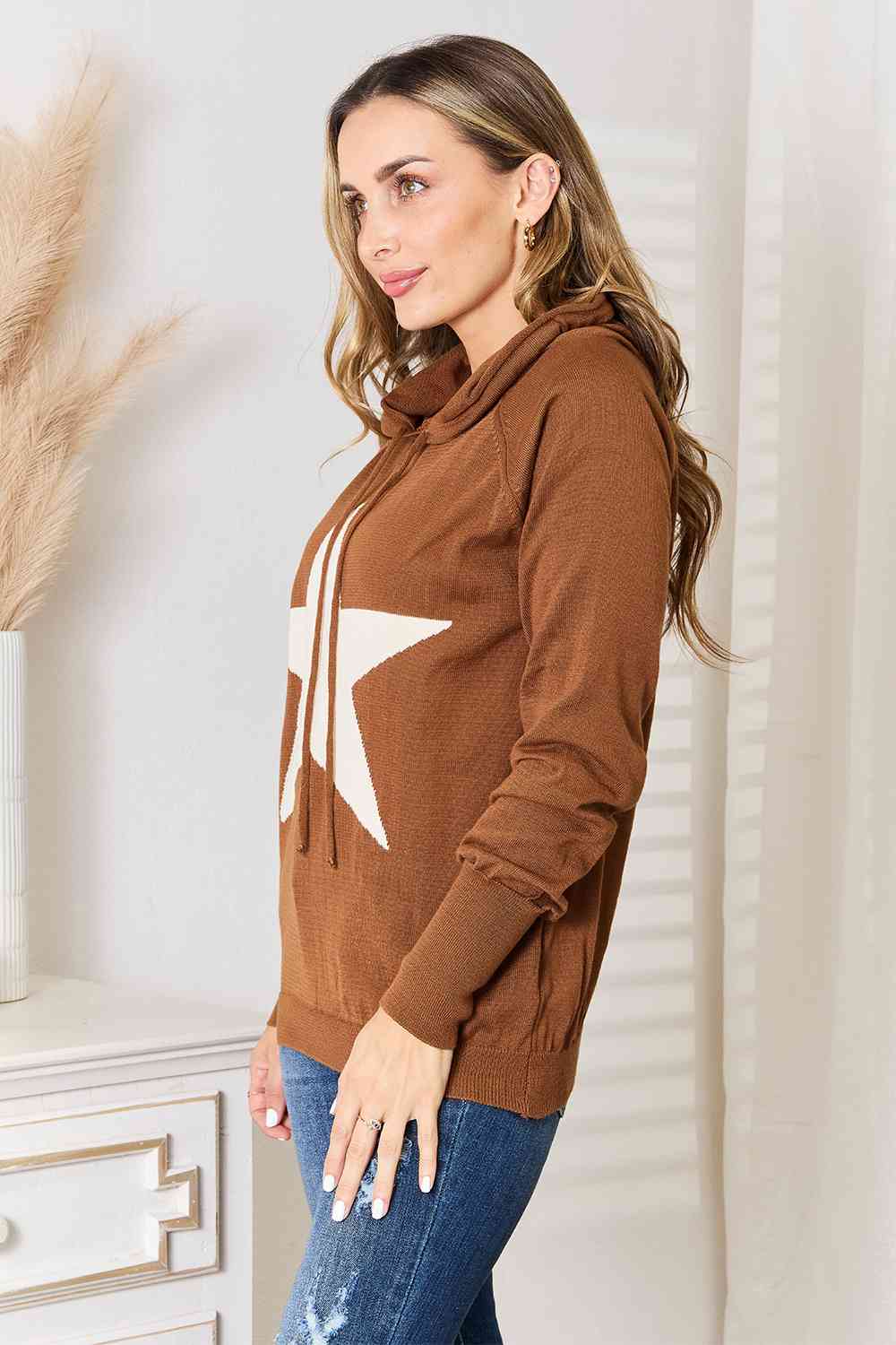 Heimish Full Size Star Graphic Hooded Sweater - Aurelia Clothing