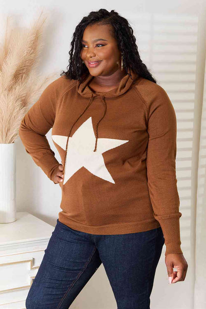 Heimish Full Size Star Graphic Hooded Sweater - Aurelia Clothing