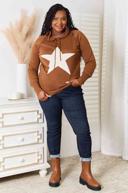 Heimish Full Size Star Graphic Hooded Sweater - Aurelia Clothing