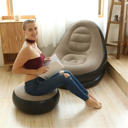 Inflatable Air Mattress Lazy Sofa Deck Chair Comfortable Leg Stool Rest Single Beanbag for home and Outdoor Use - Free Shipping - Aurelia Clothing