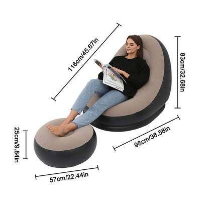 Inflatable Air Mattress Lazy Sofa Deck Chair Comfortable Leg Stool Rest Single Beanbag for home and Outdoor Use - Free Shipping - Aurelia Clothing