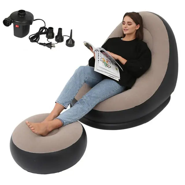 Inflatable Air Mattress Lazy Sofa Deck Chair Comfortable Leg Stool Rest Single Beanbag for home and Outdoor Use - Free Shipping - Aurelia Clothing