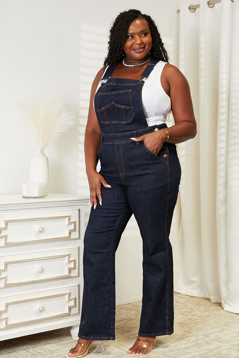 Judy Blue Full Size High Waist Classic Denim Overalls - Aurelia Clothing