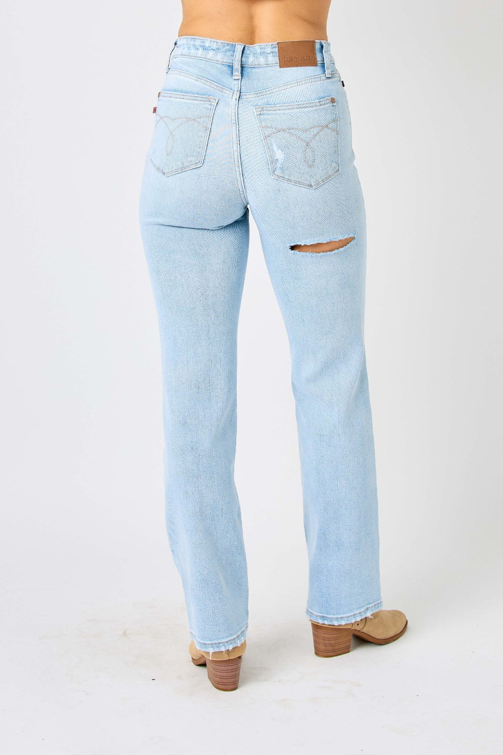 Judy Blue Full Size High Waist Distressed Straight Jeans - Aurelia Clothing