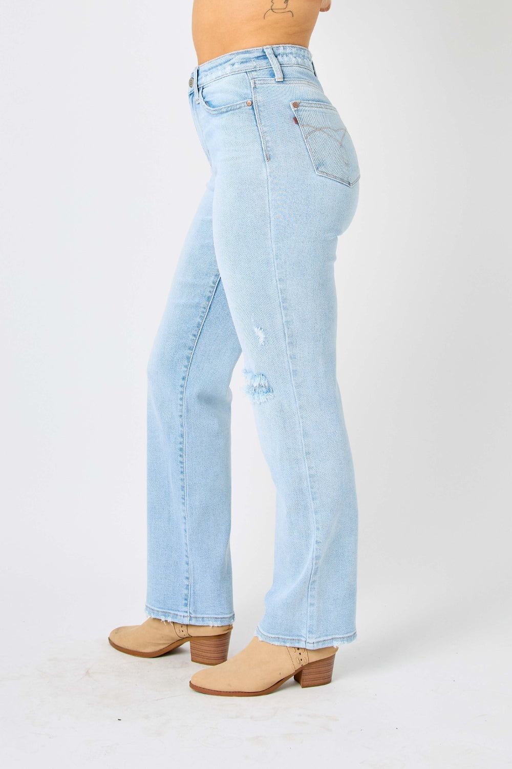 Judy Blue Full Size High Waist Distressed Straight Jeans - Aurelia Clothing