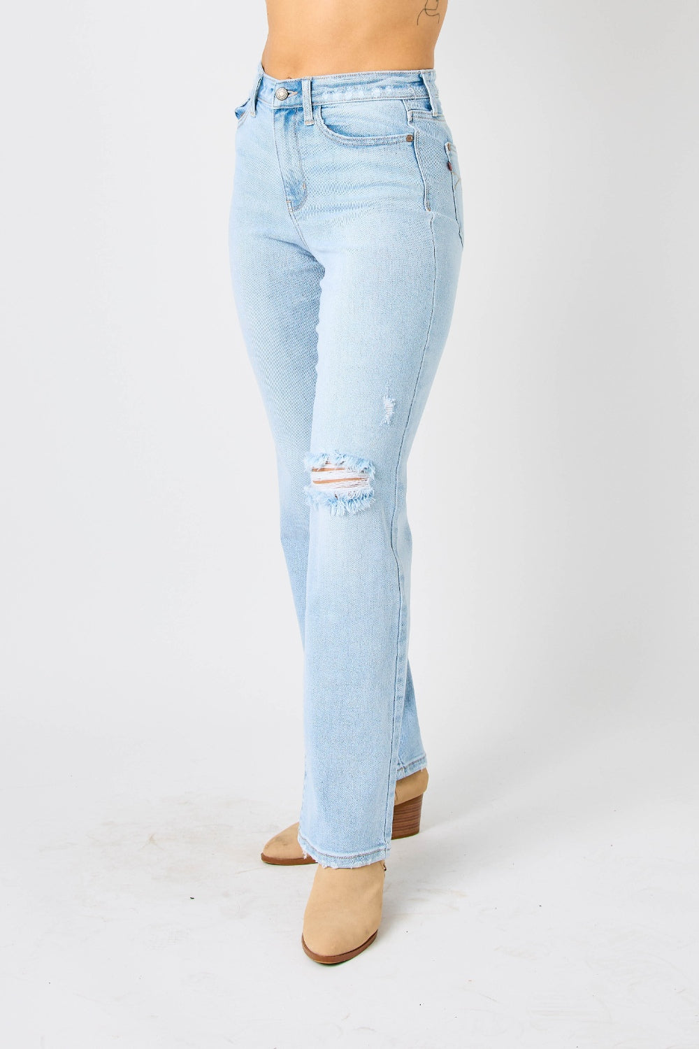 Judy Blue Full Size High Waist Distressed Straight Jeans - Aurelia Clothing