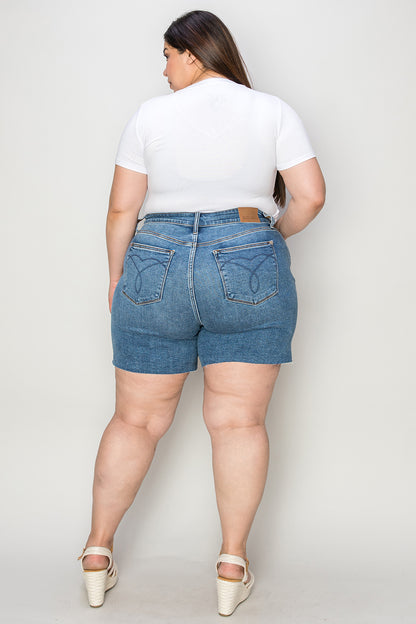 Judy Blue Full Size High Waist Slim Denim Shorts - Aurelia Clothing