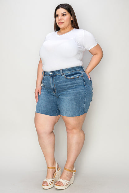 Judy Blue Full Size High Waist Slim Denim Shorts - Aurelia Clothing