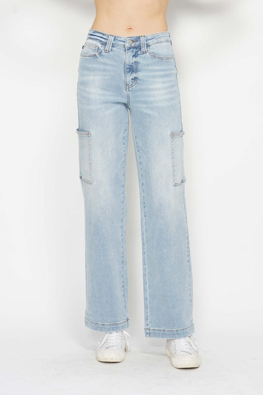 Judy Blue Full Size High Waist Straight Cargo Jeans - Free Shipping - Aurelia Clothing