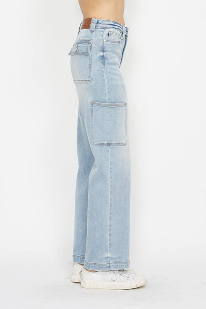 Judy Blue Full Size High Waist Straight Cargo Jeans - Free Shipping - Aurelia Clothing